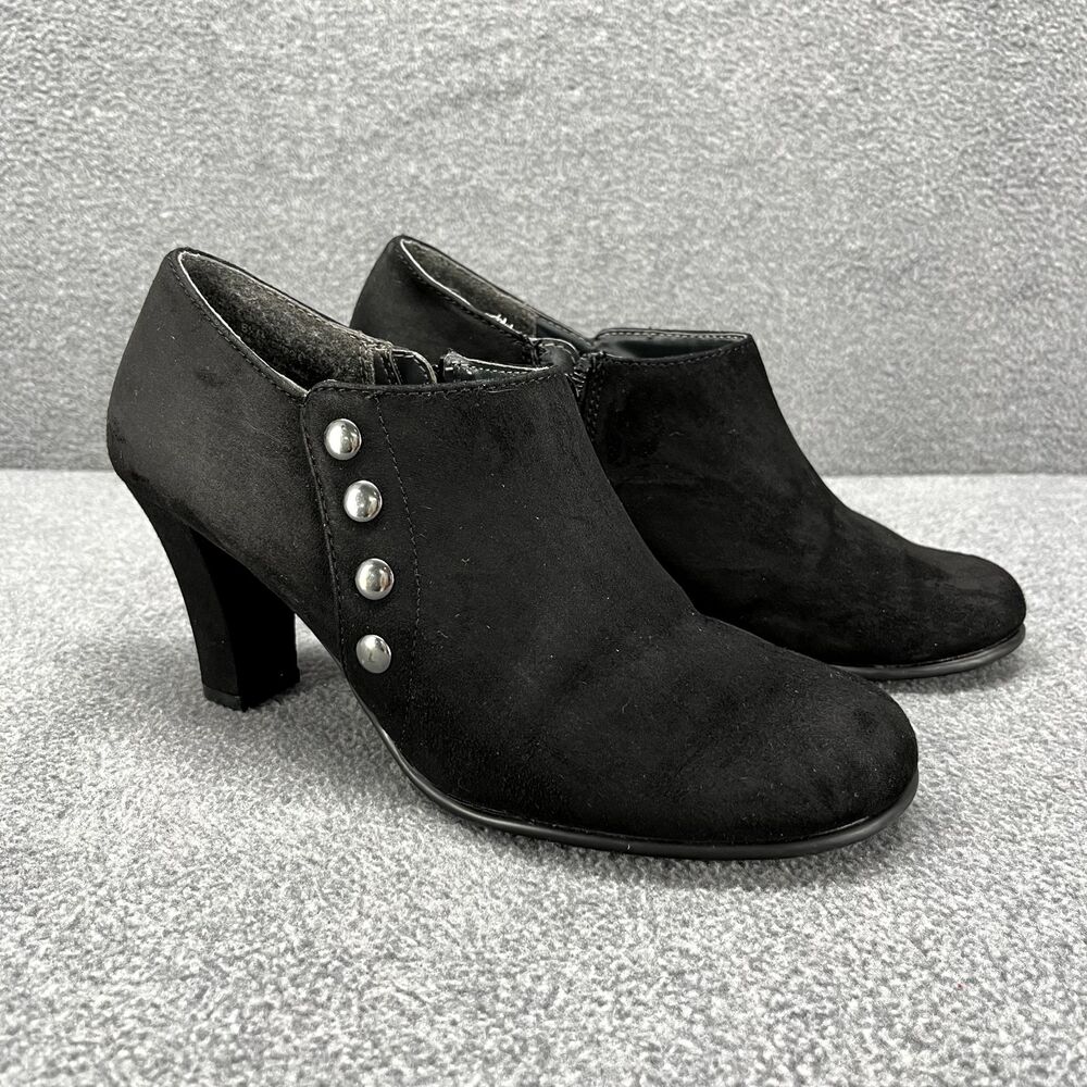 Aerosoles Womens Boots‎ Size 6.5 M Black Ankle Suede Booties 3" Heel Shoes